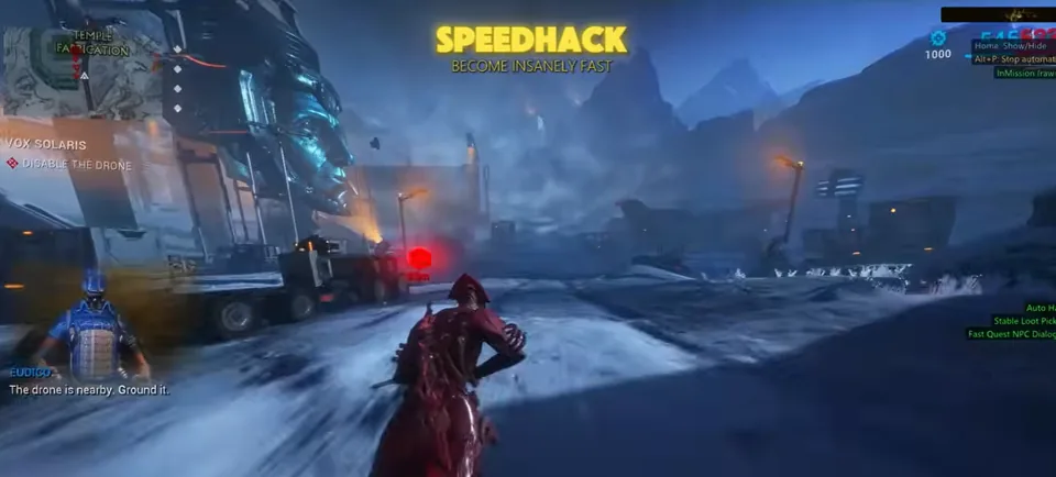 Warframe ESP enemy bounding boxes with health bars in a Steel Path mission